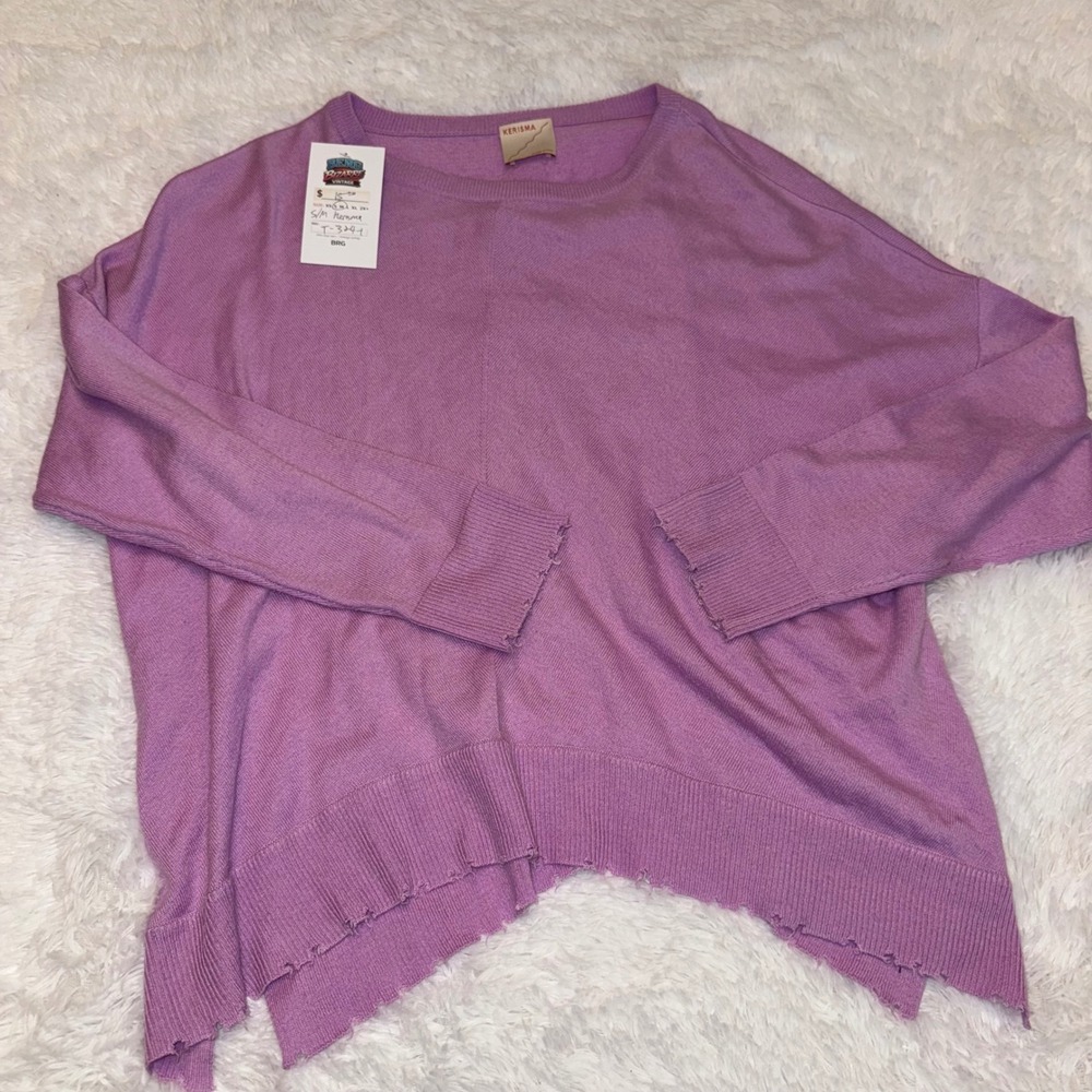 Kerisma Knit Sweater Womens S/M‎ Purple Excellent Distressed High-Low Pullover